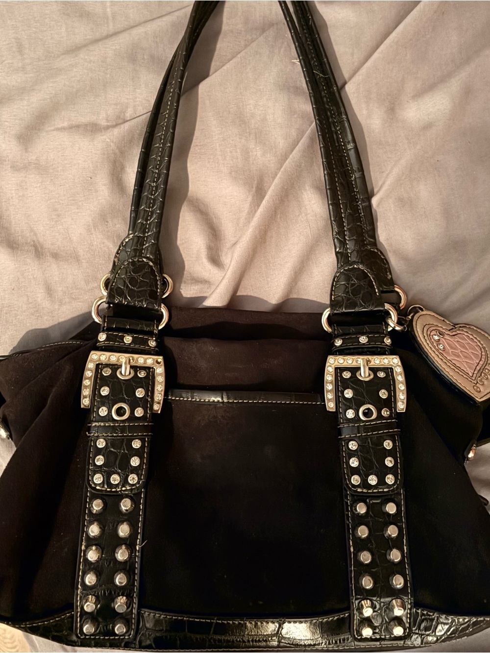 Kathy Van Zeeland Black Studded Purse with Rhinestones